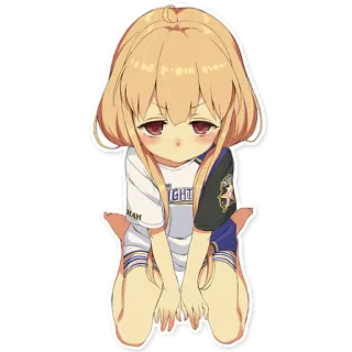 😔 Anime, Garota, Loira, Kawaii, Personagem, Mangá telegram sticker