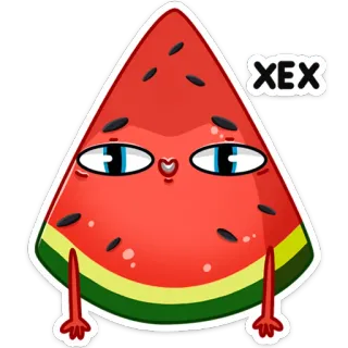 😀 XEX melancia, fruta, desenho animado, adesivo, comida whatsapp sticker
