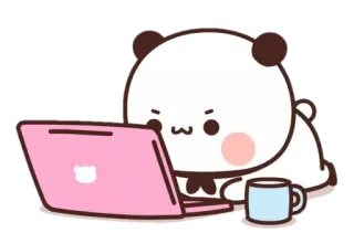 ☺️ Panda, Niedlich, Laptop, Computer, Kawaii, Tier telegram sticker