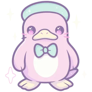 🦝 cute, penguin, kawaii, pastel, animal, bow tie telegram sticker