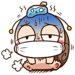 😷 ป่วย, หวัด, ไข้, การ์ตูน, ตัวละคร, การแพทย์ telegram sticker