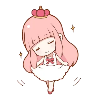 😌 Chibi, Kawaii, Carino, Principessa, Rosa, Ragazza, Brillantini telegram sticker