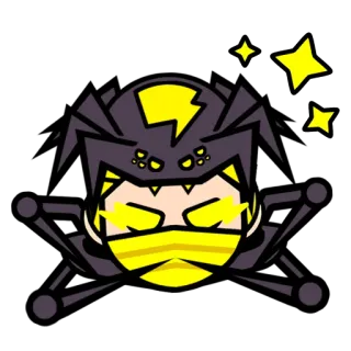 ✨ Ninja, Spin, Bliksem, Geel, Zwart, Sticker telegram sticker