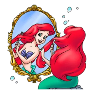 💄 Ariel The Little Mermaid disney, sirène, princesse, dessin animé, cheveux roux, reflet telegram sticker