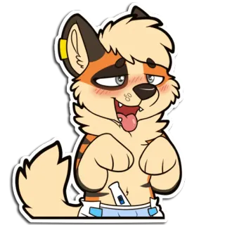 😳 furry, anthropomorphic, diaper, canine, cute, cartoon, animal, blushing telegram sticker