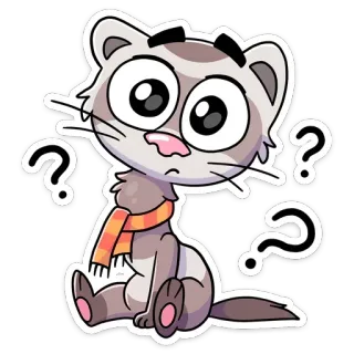❓ fret, dier, cartoon, vraagtekens, schattig, sjaal telegram sticker