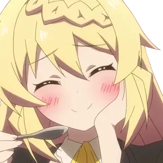 🤤 Аниме, Девушка, Мило, Румянец, Ложка, Еда telegram sticker