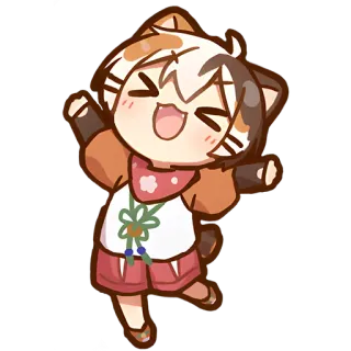 🥳 Anime, Kawaii, Fofo, Gato, Alegre, Feliz, Desenho animado whatsapp sticker