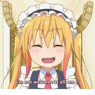 😕 Tohru Miss Kobayashi's Dragon Maid I'm not welcome at all, am I? アニメ, ドラゴン, メイド, トール, かわいい telegram sticker