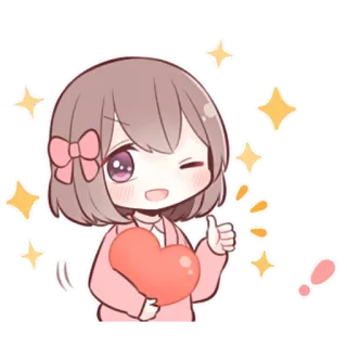 👍 anime girl, cute, kawaii, heart, thumbs up, sparkles, cartoon, illustration telegram sticker