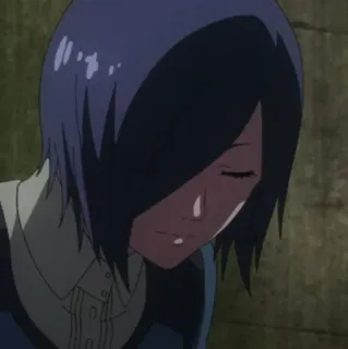 🪁 Touka Kirishima Tokyo Ghoul อนิเมะ, โทวกะ, โตเกียวกูล, เศร้า, ผู้หญิง, ตัวละคร telegram sticker
