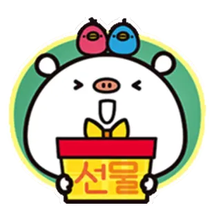 🎁 선물 regalo, carino, maiale, uccelli, cartone animato, illustrazione telegram sticker