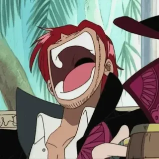 🤣 Shanks One Piece アニメ, シャンクス, ワンピース, キャラクター, 赤髪, 笑い telegram sticker