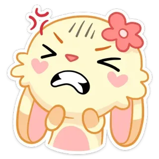 🍯 kelinci, marah, imut, kartun, binatang, stiker whatsapp sticker