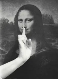 😚 Mona Lisa Mona Lisa, arte, dedo, silencio, mano whatsapp sticker