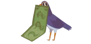 💰 ptak, pieniądze, dolar, kreskówka, zwierzę, finanse telegram sticker