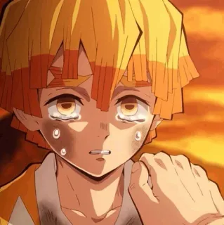 ⚡ Zenitsu Agatsuma Demon Slayer 애니메이션, 울음, 슬픈, 귀멸의 칼날, 젠이츠, 캐릭터 telegram sticker
