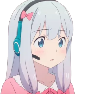 ✨ anime, girl, headset, cute, cartoon, illustration telegram sticker