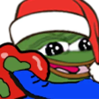 ❤ Pepe pepe the frog, frog, emote, twitch, christmas, santa hat, red heart whatsapp sticker