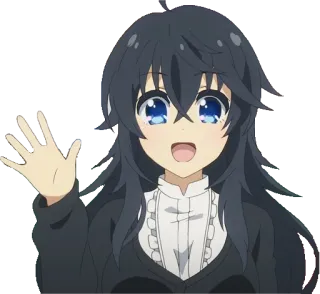 👋 anime, menina, acenando, desenho animado, fofo, feliz, ilustração telegram sticker