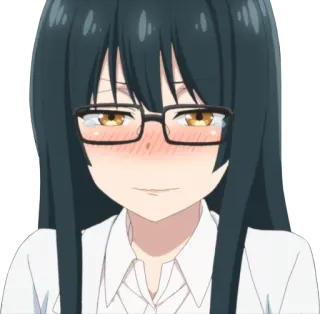😳 Anime, Dziewczyna, Okulary, Postać, Rumieniec, Słodki telegram sticker