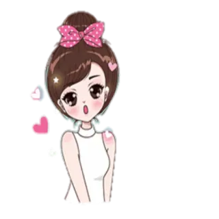 😯 Garota anime, Desenho animado, Coração, Fofo, Kawaii, Adesivo telegram sticker