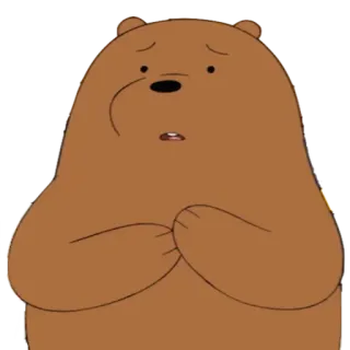 😰 Grizzly Bear We Bare Bears медведь, мультфильм, анимация, грустный, обеспокоенный, We Bare Bears whatsapp sticker