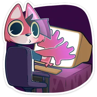 ⏺ desenho animado, gato, computador, personagem telegram sticker