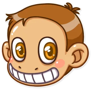 🐵 cartoon monkey, monkey face, animal sticker, friendly, happy, cartoon telegram sticker