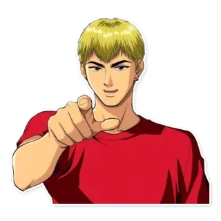 👇 anime, hombre, señalando, dibujo animado, sticker, retrato, ilustración whatsapp sticker