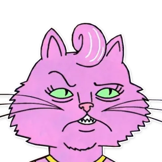 😒 кот, розовый, мультик, животное, наклейка telegram sticker