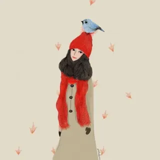 😊 женщина, зима, птица, шляпа, шарф, осень telegram sticker