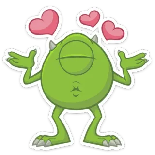 ❤️ Mike Wazowski Monsters, Inc. Monster, Liebe, Herz, Cartoon, Kuss telegram sticker