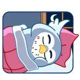 🤯 сова, спящий, мультфильм, кровать, подушка telegram sticker