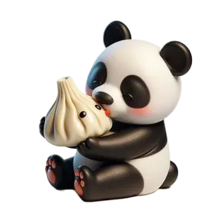🌟 Panda, Empanadilla, Lindo, Dibujos animados, Kawaii, Comida whatsapp sticker