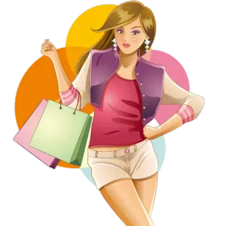 😊 shopping, woman, bags, fashion, illustration telegram sticker
