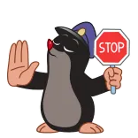 ⛔️ STOP mole, stop sign, cartoon, police whatsapp sticker