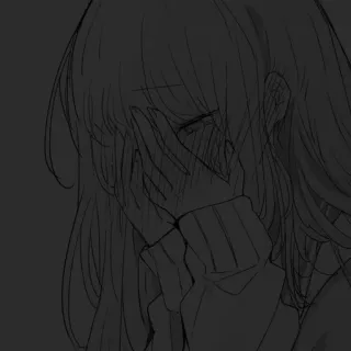 🖤 ragazza anime, piangendo, triste, emozionale, schizzo, manga telegram sticker