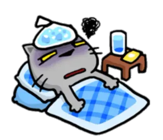 🤒 Katze, krank, Krankheit, Erkältung, Cartoon, Fieber telegram sticker
