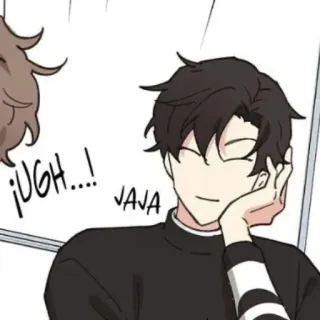 🐈‍⬛ ¡UGH....! JAJA ugh, espagnol, dessin animé, garçon, lol whatsapp sticker