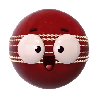 🥳 мяч для крикета, милый, мультфильм, спорт, мяч, глаза telegram sticker