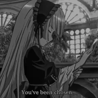 ♠️ You've been chosen... Аниме, Девушка, Избранный, Манга, Черно-белый, Эстетика telegram sticker
