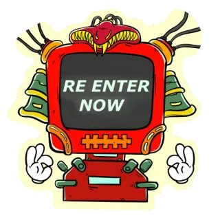 🙃 RE ENTER NOW Dessin animé, Robot, Serpent, Rétro, Ordinateur, Moniteur telegram sticker