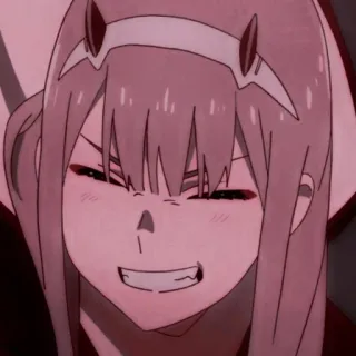 🍓 Zero Two Darling in the Franxx Anime, Zero Two, Mädchen, Pink, Hörner telegram sticker