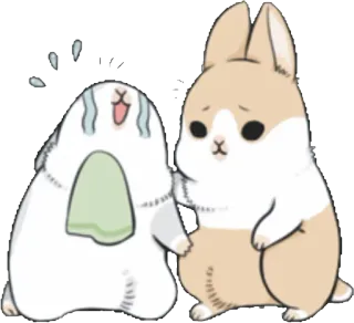 😭 konijn, konijntje, schattig, huilen, verdrietig, emoticon, emoji telegram sticker