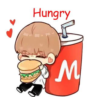 🍔 만화, 음식, 음료, 버거, 탄산, 귀여운 telegram sticker