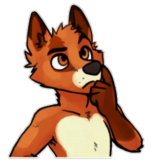 🤔 Furry, Raposa, Pensando, Animal, Desenho animado, Mamífero, Adesivo whatsapp sticker