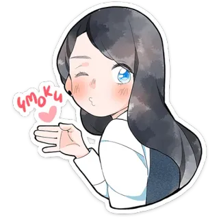 😘 ymoku Anime, Kawaii, Kus, Meisje, Leuk telegram sticker