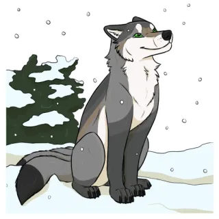 ❄️ lobo, nieve, invierno, animal, canino, naturaleza whatsapp sticker