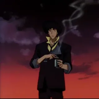 🚀 Spike Spiegel Cowboy Bebop 애니메이션, 흡연, 커피, 스파이크 스피겔, 카우보이 비밥 whatsapp sticker
